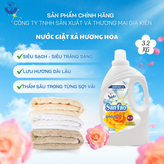 Nước giặt xả Sanfao PLUS+ Hương Hoa 3.2KG