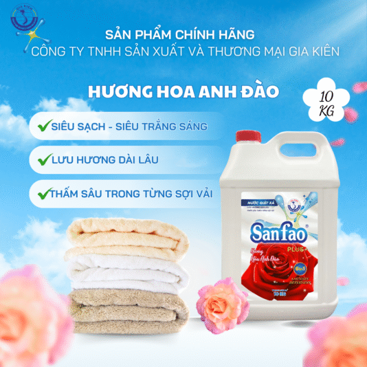 Nước giặt xả Sanfao PLUS+ Hương Hoa Anh Đào 10KG