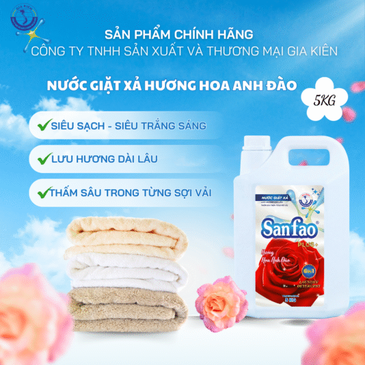 Nước giặt xả Sanfao PLUS+ Hương Hoa Anh Đào 5KG